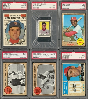 1961-1968 Topps "St. Louis Cardinals" PSA-Graded Collection (6 Different)